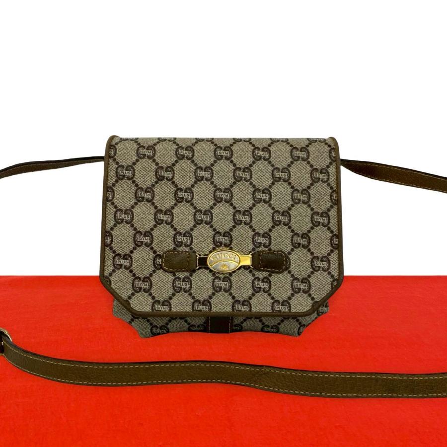 GUCCI（グッチ） 極 美品 保存袋付 グッチプラス ロゴ 総柄 金具 