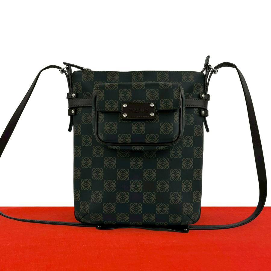 LOEWE（ロエベ） 極 美品 アナグラム 柄 ロゴ レザー 本革 ショルダー 