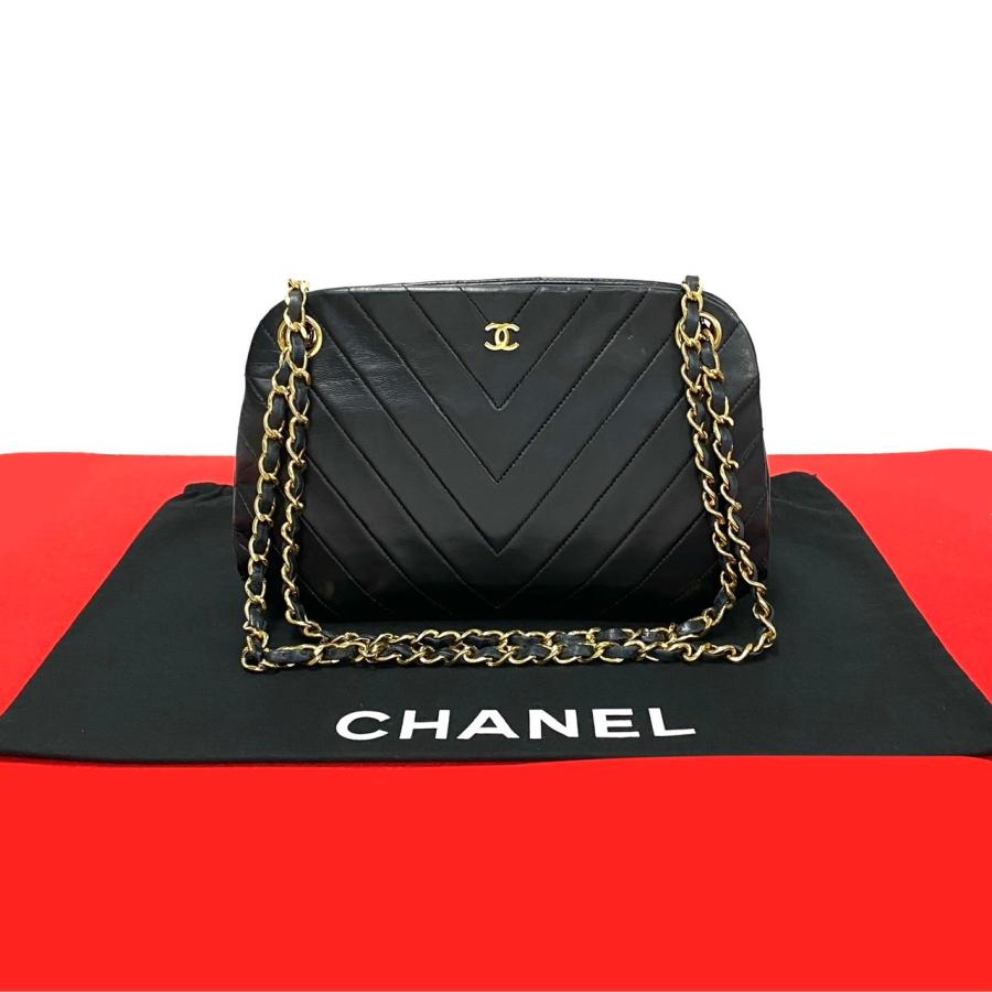 CHANEL 極 美品 シール有 1番台 シャネル ヴィンテージ Vステッチ ココ