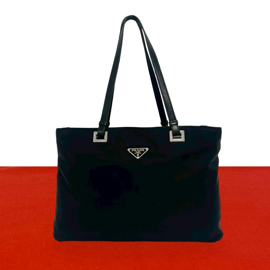 PRADA プラダ ナイロン トートバッグ ハンドバッグ 三角ロゴ プレート PRADA（プラダ） 極 美品 三角ロゴ トライアングル プレート 金具