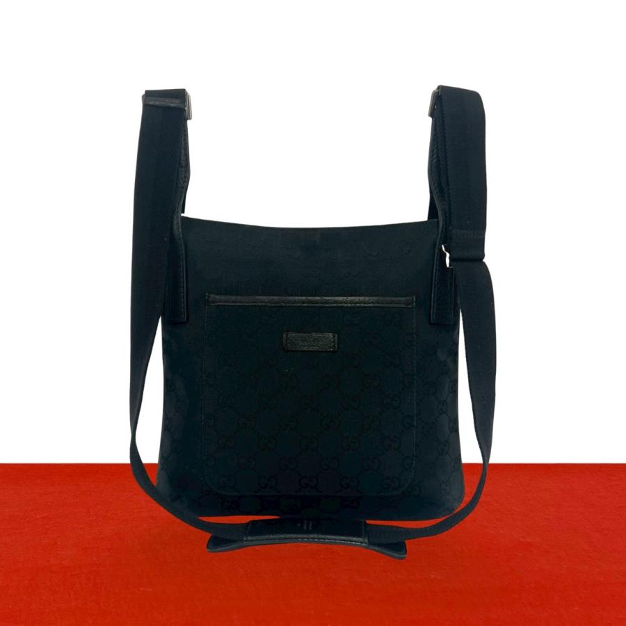 極美品】グッチ GUCCI ボディバッグ GG柄 キャンバス レザー ブラック