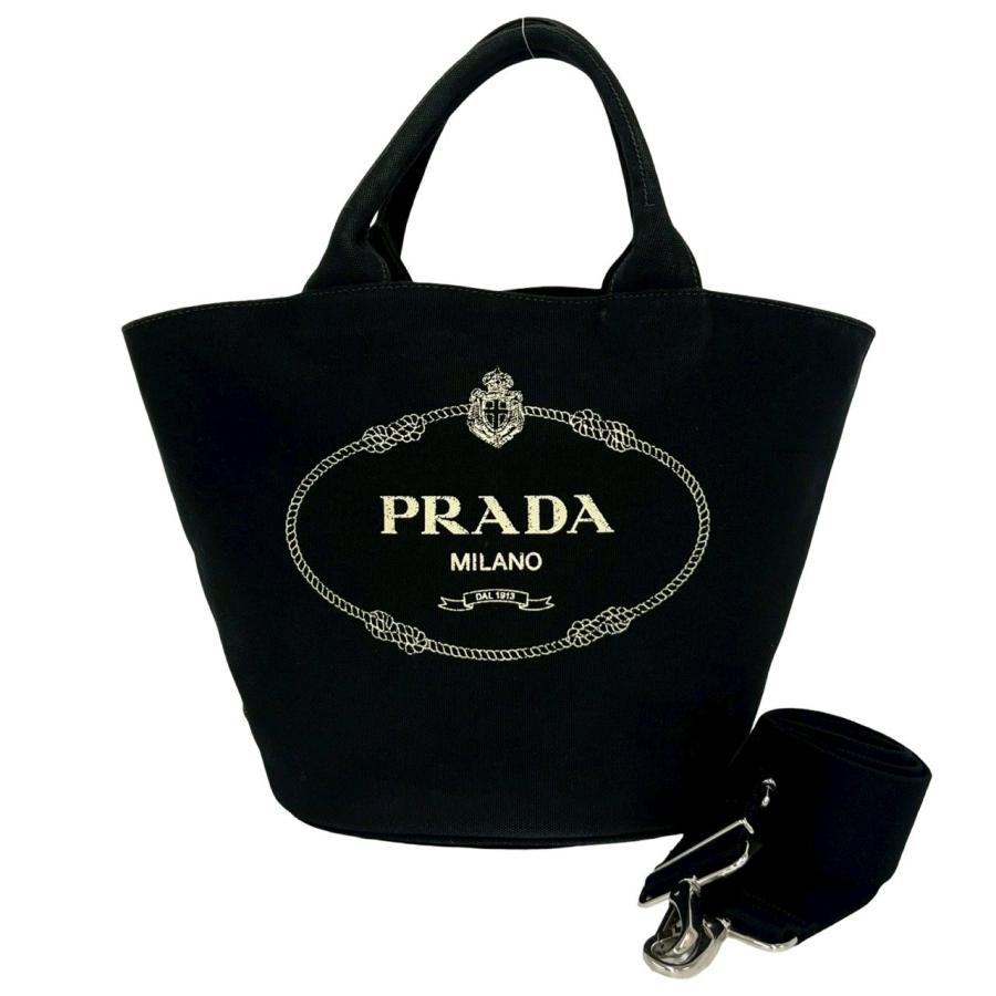 PRADA（プラダ） 極 美品 カナパ ロゴ キャンバス 2way トートバッグ