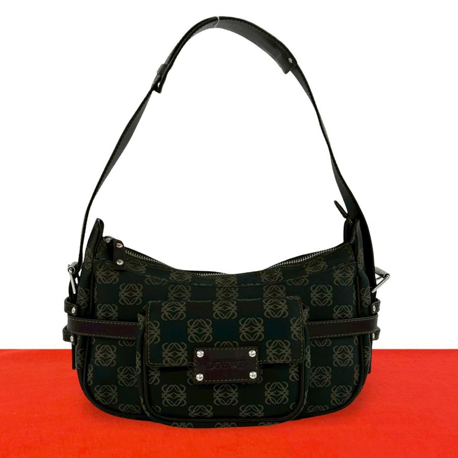 LOEWE（ロエベ） 極 美品 アナグラム ロゴ 総柄 レザー 本革 