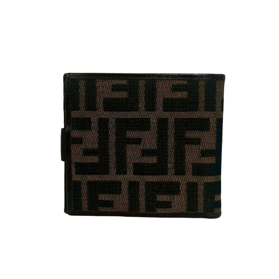 極美品　フェンディ　ミニ財布　小銭入れ　キャンバス　レザー　FF柄　ズッカ FENDI（フェンディ） 極 美品 ズッカ FF 柄 キャンバス レザー 本革 二