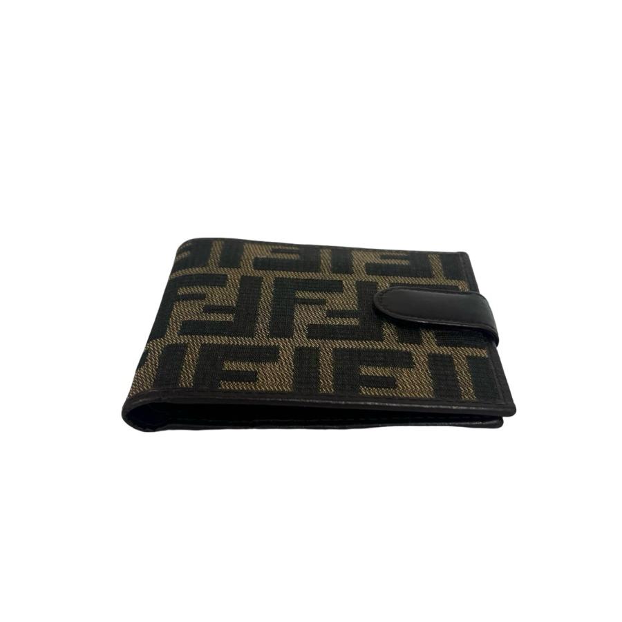 FENDI マンマウォレット ミニ財布 フェンディ ズッカ柄 FF金具 ブラウン FENDI（フェンディ） 極 美品 ズッカ FF 柄 キャンバス レザー 本革 二