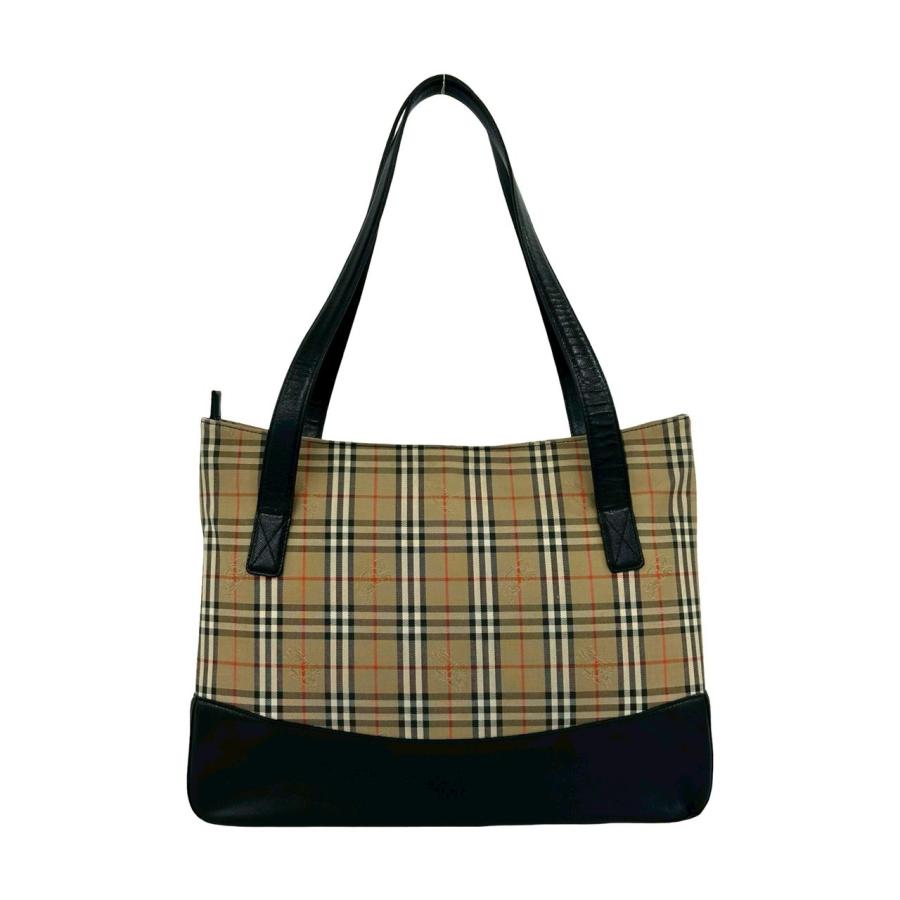 美品✨BURBERRY トートバッグ　ノバチェック　肩掛け可　ブラック 希少✨ BURBERRY（バーバリー） 極 美品 ノバチェック キャンバス レザー
