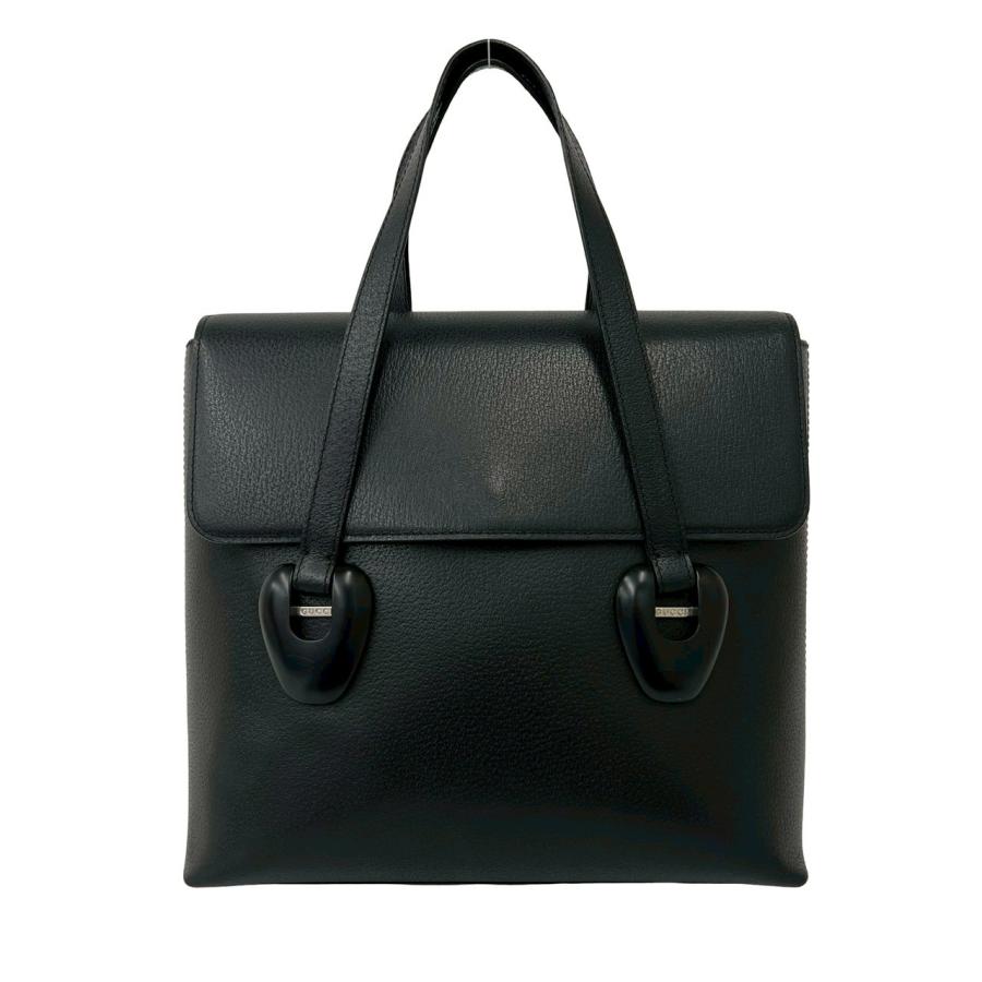 レディース GUCCI ハンドバッグ ロゴプレート オールレザー ミニ