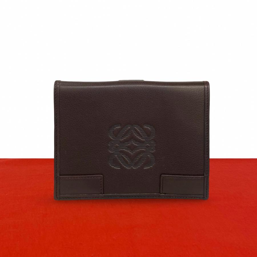 LOEWE（ロエベ） 極 美品 希少品 アナグラム ロゴ 刻印 レザー 本革 二