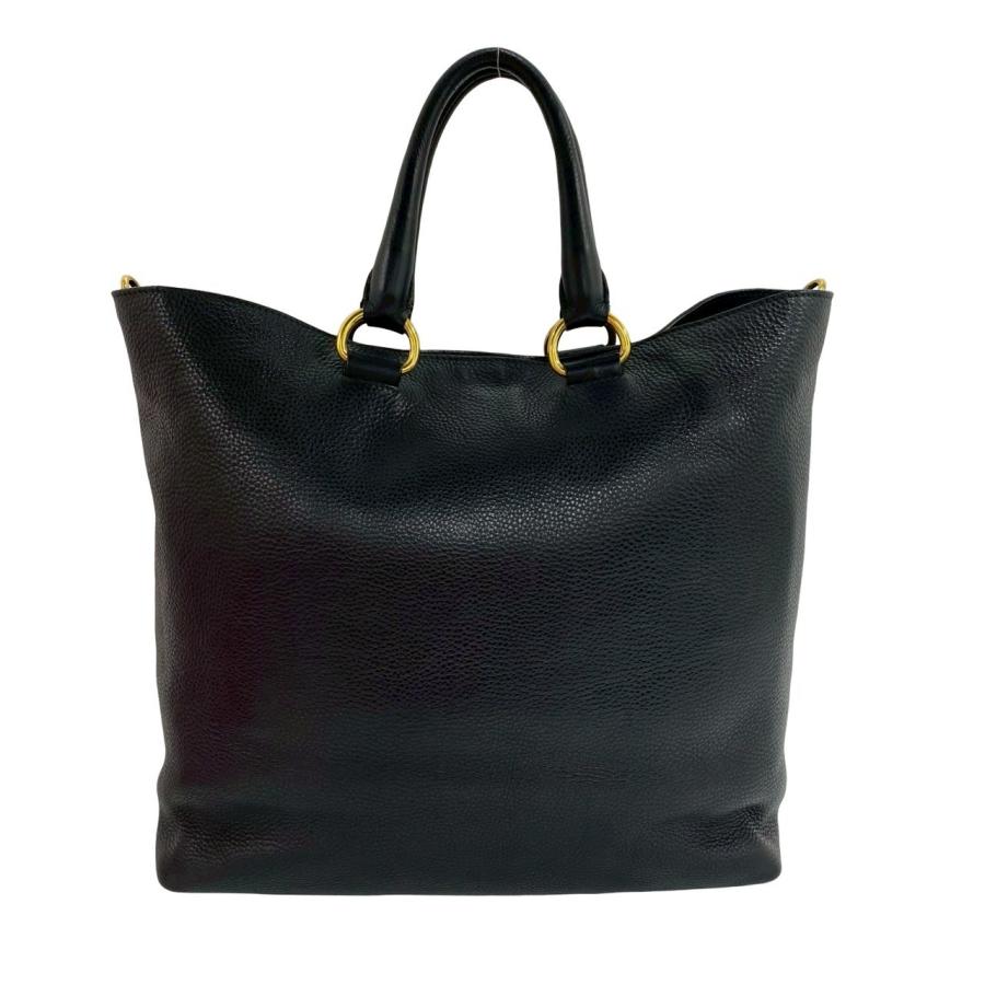 極 美品 PRADA プラダ ロゴ 金具 レザー 本革 2way ハンドバッグ ショルダーバッグ ビジネスバッグ A4収納可能 ブラック 黒 i2152の画像