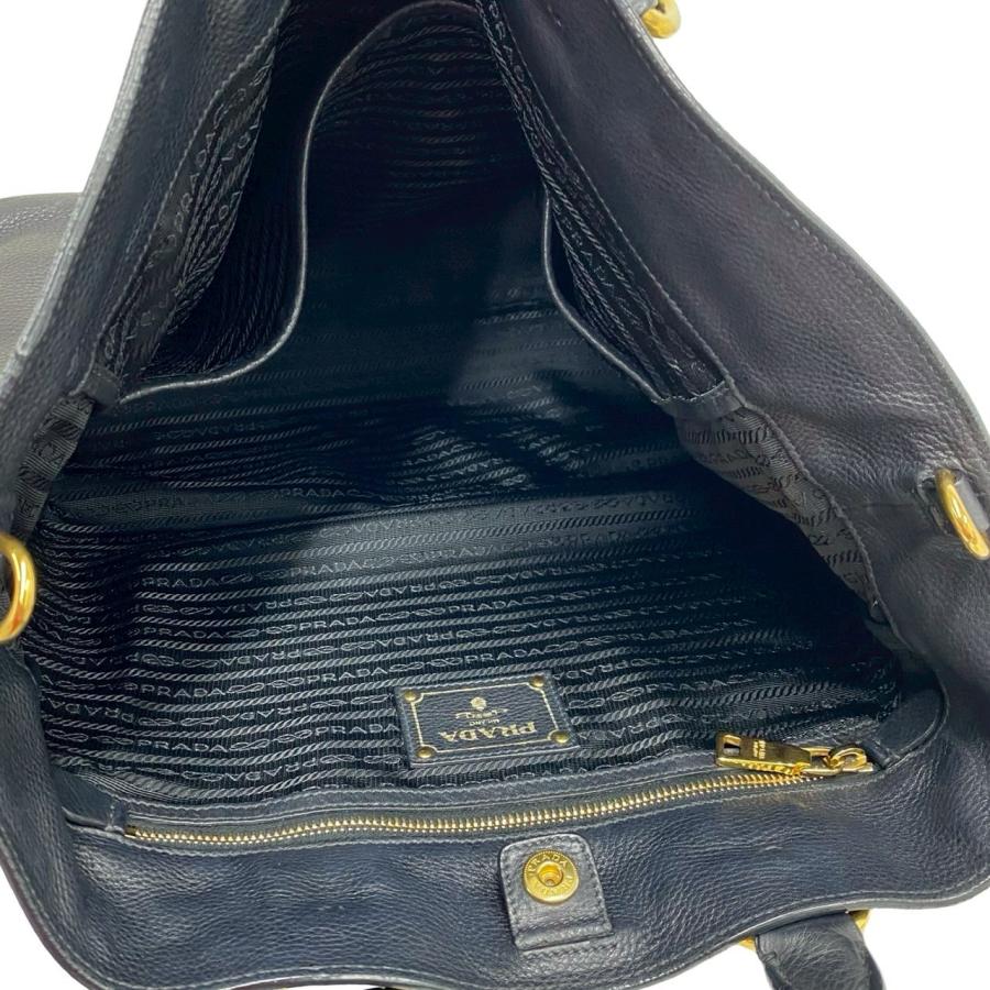 極 美品 PRADA プラダ ロゴ 金具 レザー 本革 2way ハンドバッグ ショルダーバッグ ビジネスバッグ A4収納可能 ブラック 黒 i2152の画像