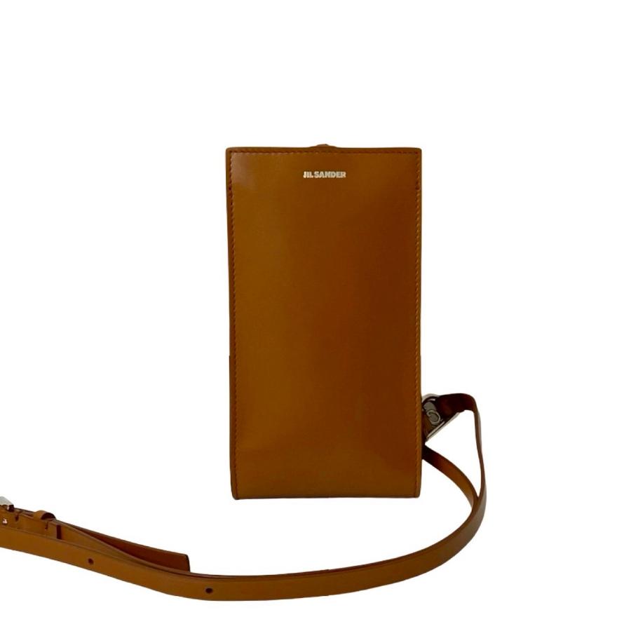 未使用保管品 JIL SANDER ジルサンダー ロゴ レザー 本革 スマホケース ミニ ショルダーバッグ ポシェット ブラウン キャメル 1456f JIL SANDER（ジルサンダー） 未使用保管品 ロゴ レザー 本革