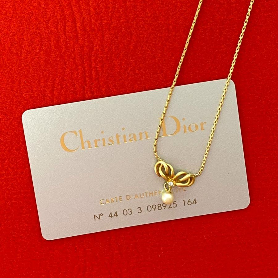 Dior チェーンネックレス パール付き Christian Dior - 【美品】Dior x Sacai ネックレス チェーン