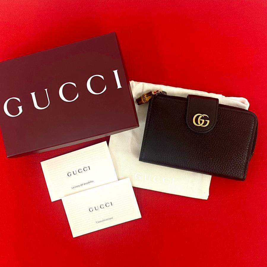 GUCCI 未使用保管品 箱 袋付 グッチ バンブー付き ダブルG ミディアム  