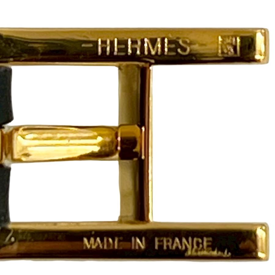 ■極美品■ HERMESビーアピ ドゥブルトゥール レザー ゴールド金具ブラック レザーブレスレット 《ビーアピ》 ドゥブルトゥール | Hermès