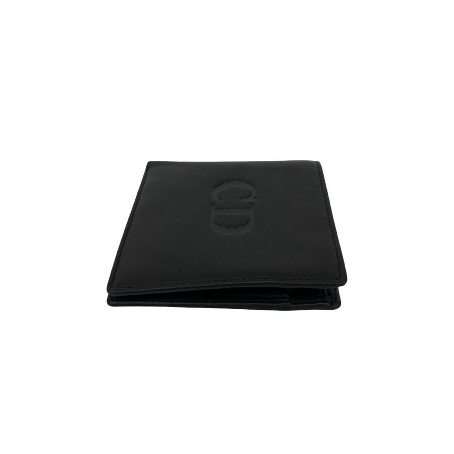 【新品未使用✨CDロゴ刻印】クリスチャンディオール　折り財布　レザー　黒　希少 極 美品 希少品 箱付き Christian Dior ディオール CD ロゴ 刻印