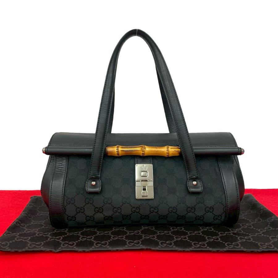 GUCCI（グッチ） 極 美品 保存袋付 バンブー GG ロゴ 柄 レザー 本革