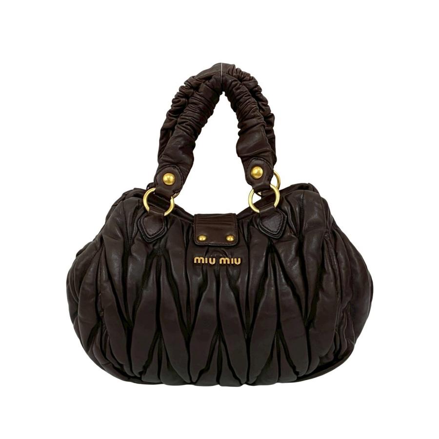 miu miu（ミュウミュウ） 極 美品 マテラッセ ロゴ 金具 ナッパ レザー