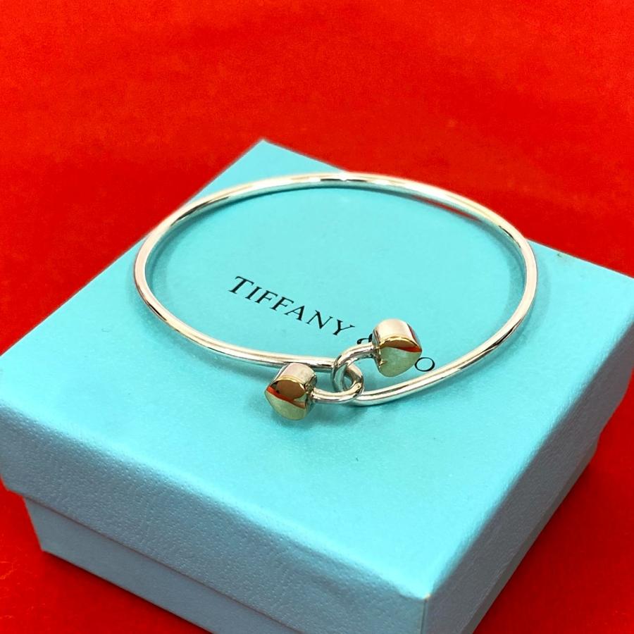 TIFFANY&Co.（ティファニー） 極 美品 ダブル ハート フック バングル