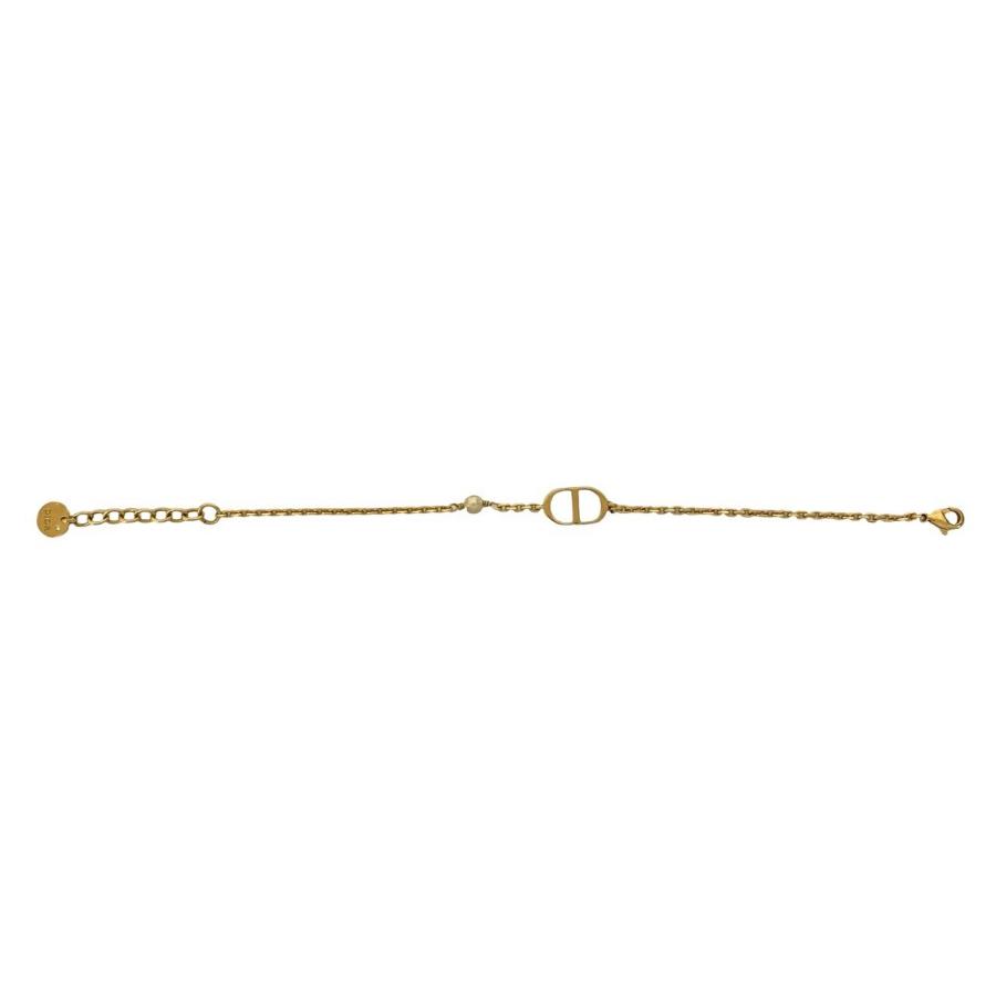 極 美品 Christian Dior クリスチャンディオール CD ロゴ GP フェイクパール チェーン ブレスレット アクセサリー ゴールド 1135b_5