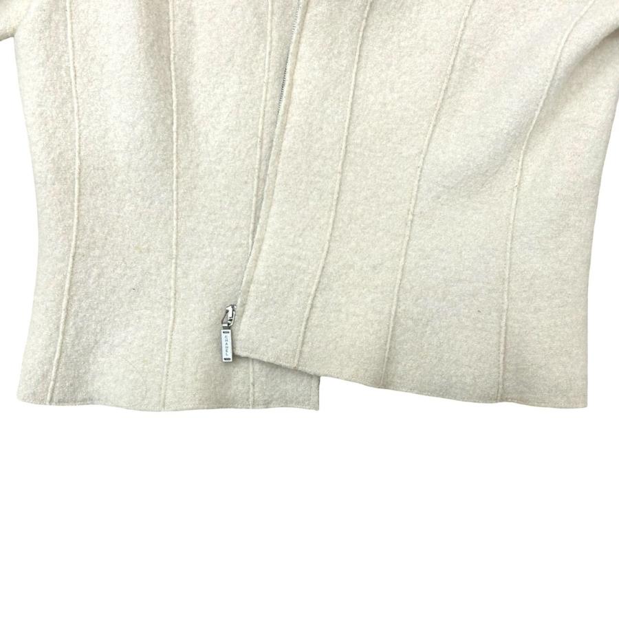 極 美品 希少品 09A CHANEL シャネル ウール ノーカラージャケット ブルゾン アウター サイズ40 アイボリー 1685dの画像