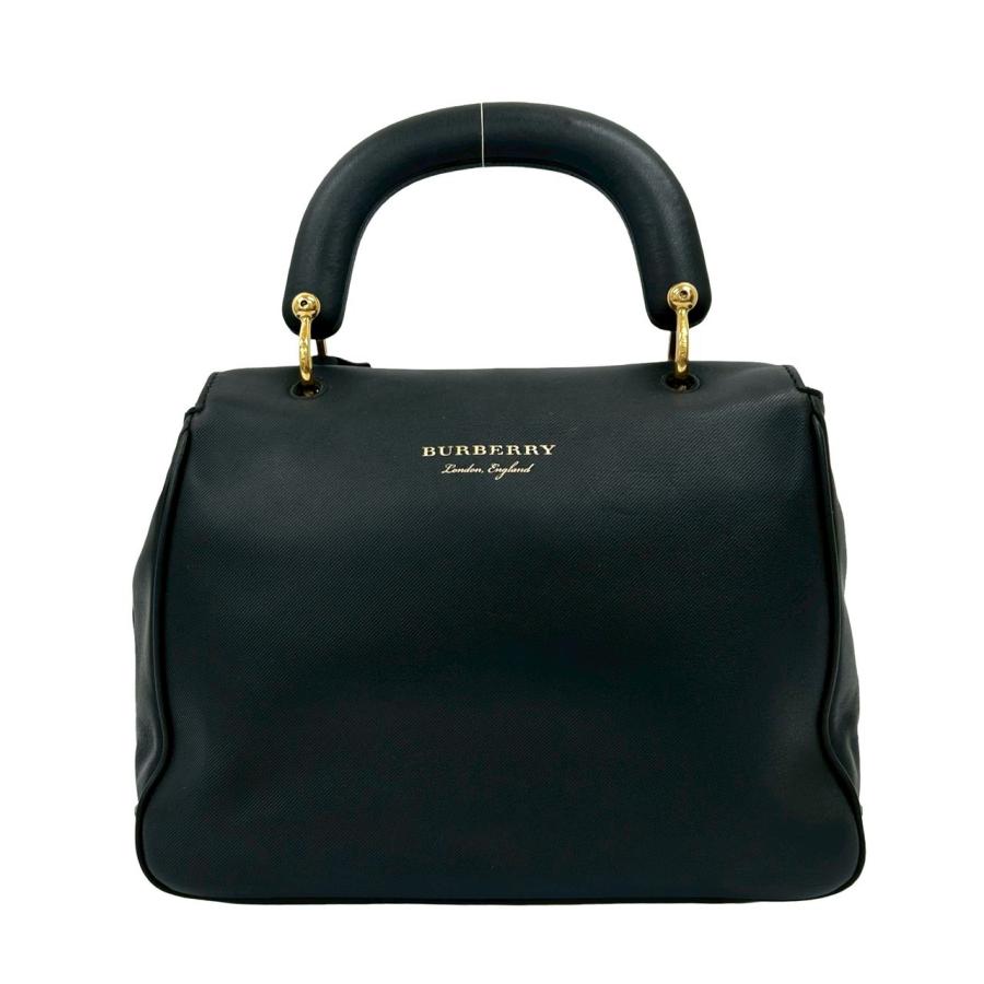 バーバリー ロンドン レザー ミニ ボストン バッグ 黒 BURBERRY BURBERRY（バーバリー） 極 美品 鍵付き ロンドン DK88 ロゴ 金具