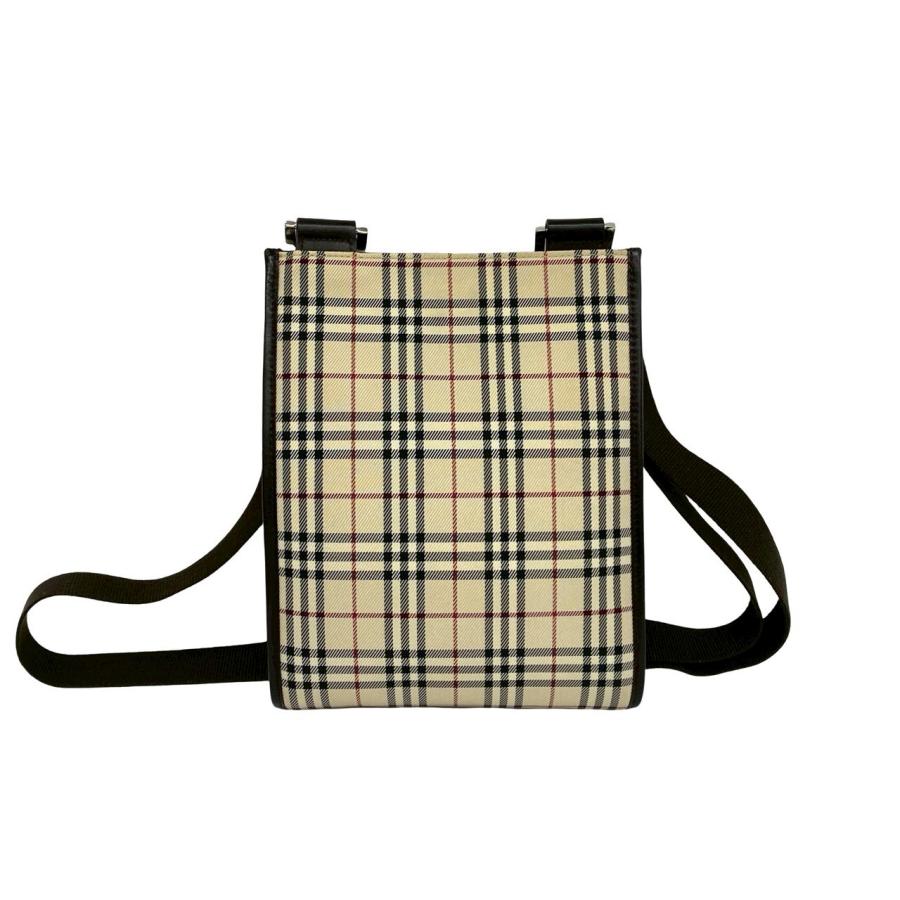 極 美品 BURBERRY バーバリー ノバチェック 柄 ロゴ プレート 金具 キャンバス レザー 本革 ミニ ショルダーバッグ ブラウン 5500aの画像