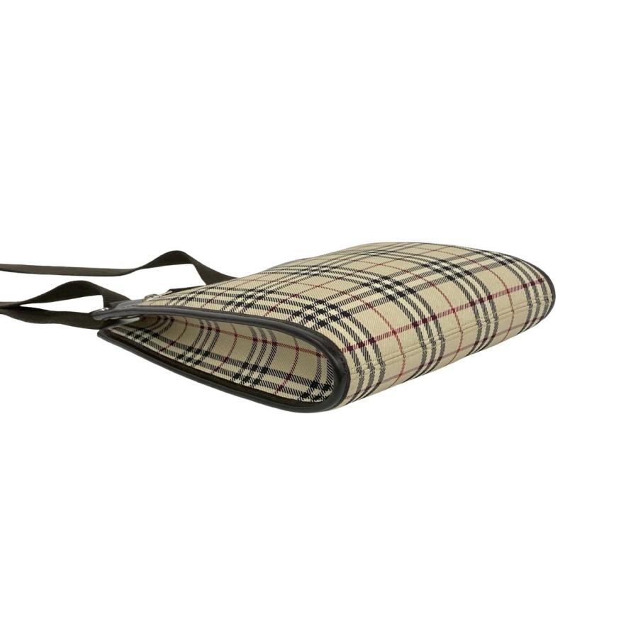 極 美品 BURBERRY バーバリー ノバチェック 柄 ロゴ プレート 金具 キャンバス レザー 本革 ミニ ショルダーバッグ ブラウン 5500aの画像