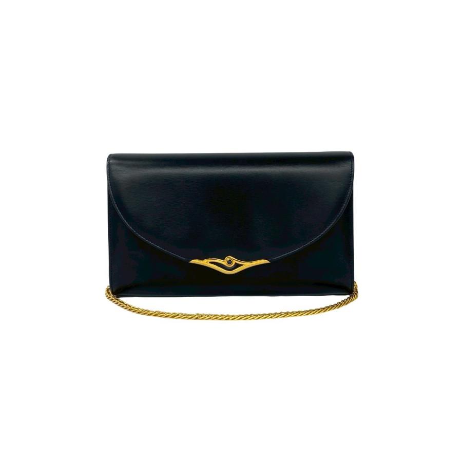 ほぼ未使用 CARTIER カルティエ ヴィンテージ サファイアライン レザー 本革 チェーン ミニ ショルダーバッグ ポシェット ネイビー 5513c Cartier（カルティエ） ほぼ未使用 ヴィンテージ サファイアライン