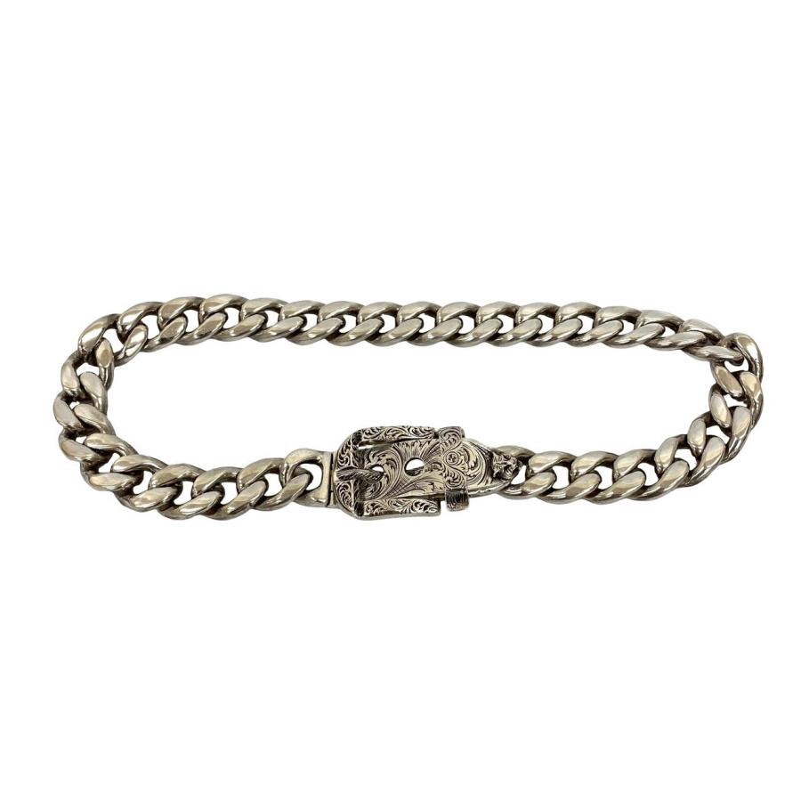 極 美品 箱 袋付き GUCCI グッチ アラベスク キャットヘッド 喜平ベルト チェーン ネックレス シルバー925 アクセサリー シルバー 68420 GUCCI（グッチ） 極 美品 箱 袋付き アラベスク キャットヘッド 喜平