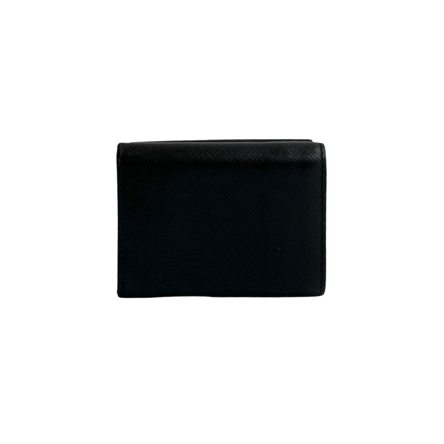 PRADA 極 美品 希少品 プラダ ロゴ 金具 サフィアーノ レザー 本革 三  