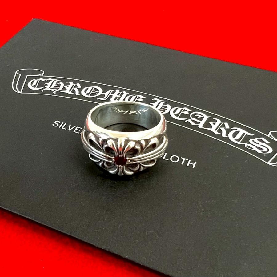 極 美品 CHROME HEARTS クロムハーツ フローラルクロス ルビー