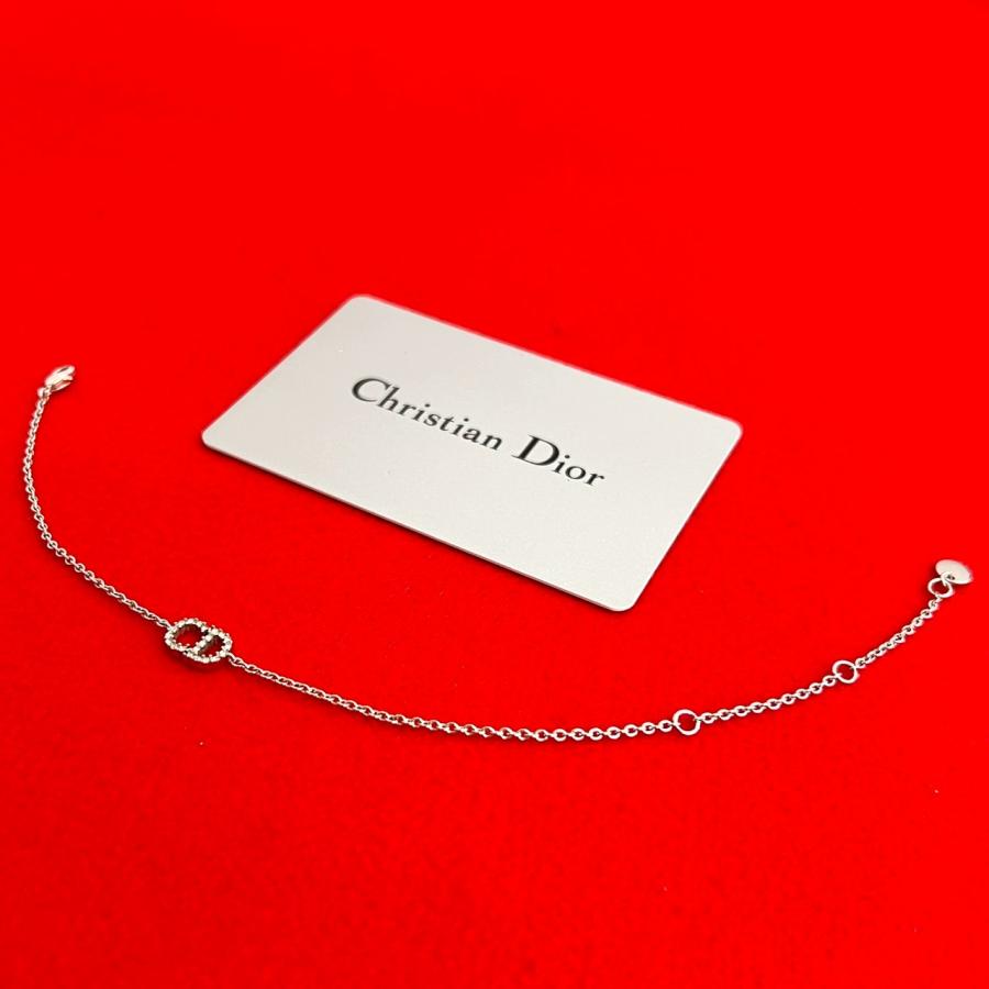 極 美品 Christian Dior ディオール CD ロゴ ラインストーン 合金