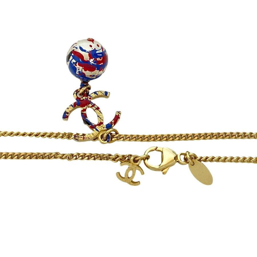 極 美品 コメあり A13B CHANEL シャネル ココマーク モチーフ GP フェイクパール ペイント チェーン ネックレス ペンダント ゴールド 83242の画像