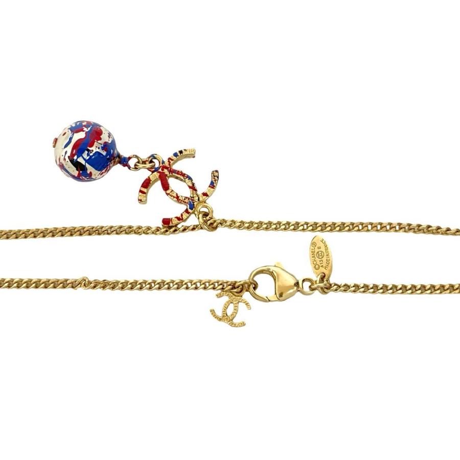 極 美品 コメあり A13B CHANEL シャネル ココマーク モチーフ GP フェイクパール ペイント チェーン ネックレス ペンダント ゴールド 83242の画像