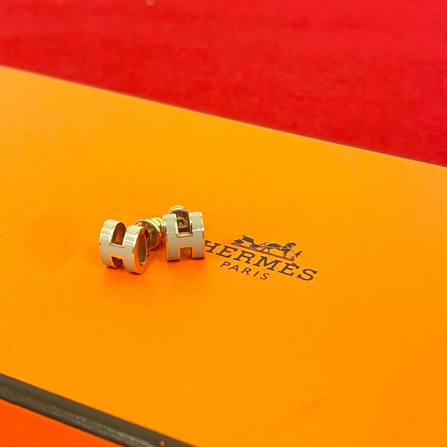 【極美品】HERMES ポップアッシュミニピアス Hポッ プ HERMES（エルメス） 極 美品 ミニ ポップアッシュ H ロゴ GP ピアス
