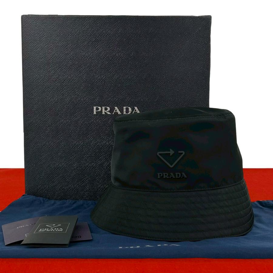 【超美品】PRADAプラダ ナイロンバケットハット L PRADA（プラダ） 極 美品 箱 袋付き Re-Nylon リ ナイロン ロゴ