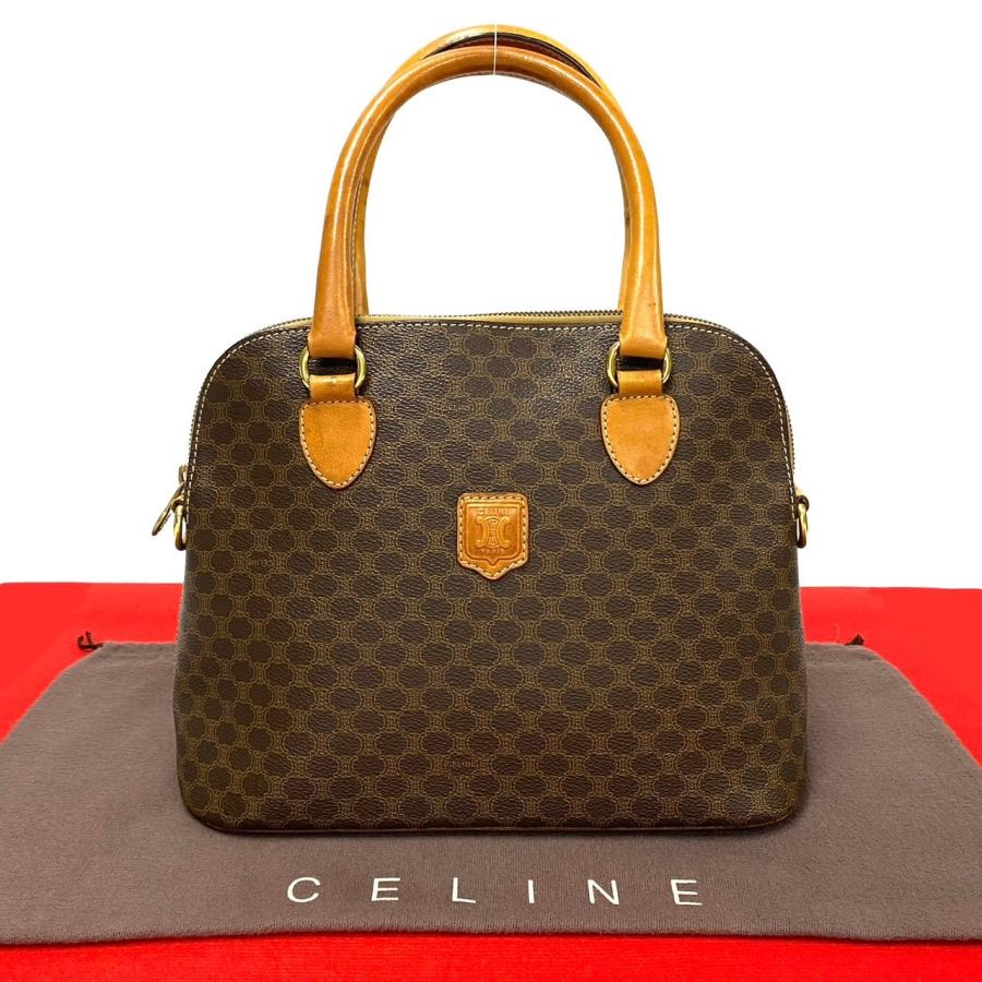 美品✨セリーヌ ボストンバック 大容量 マカダム柄 トリオンフ 鍵付 ネームタグ CELINE オールドセリーヌ トリオンフ(マカダム) 総柄 ボストンバッグ