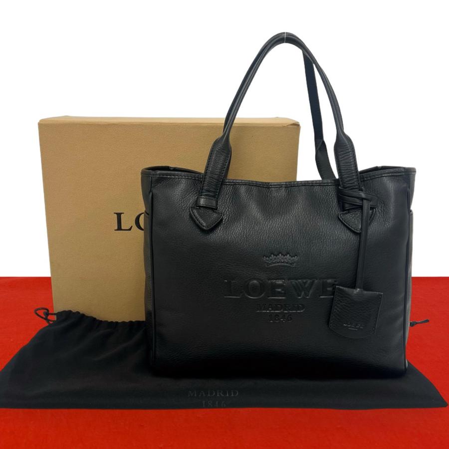 LOEWE（ロエベ） 極 美品 箱 袋付き ヘリテージ ロゴ 型押し レザー 本 
