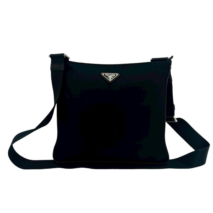 極美品 PRADA ボディバッグ サフィアーノレザー 三角プレート PRADA（プラダ） 極 美品 三角ロゴ 金具 テスート ナイロン