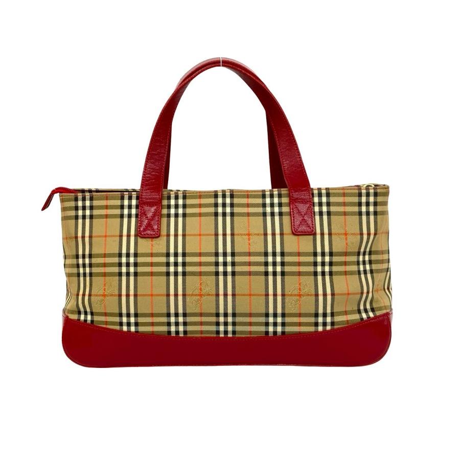 【美品】BURBERRY レザー キャンバス ハンドバッグ ノバチェック BURBERRY（バーバリー） 極 美品 ノバチェック 柄 キャンバス レザー