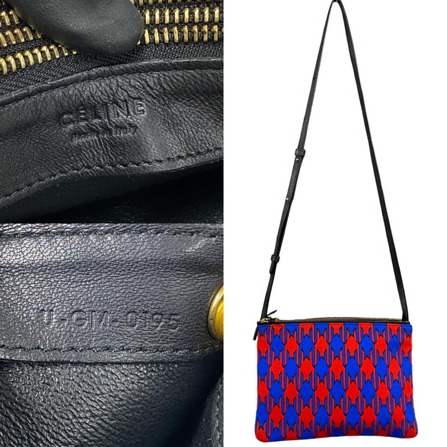 CELINE（セリーヌ） 極 美品 トリオ 千鳥格子 総柄 レザー コットン 