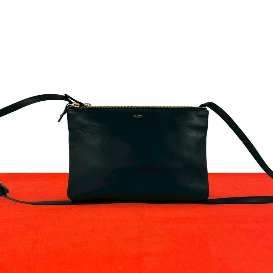 CELINE（セリーヌ） 極 美品 トリオ ロゴ レザー 本革 ミニ ショルダー