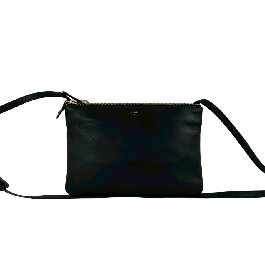 CELINE（セリーヌ） 極 美品 トリオ ロゴ レザー 本革 ミニ ショルダー