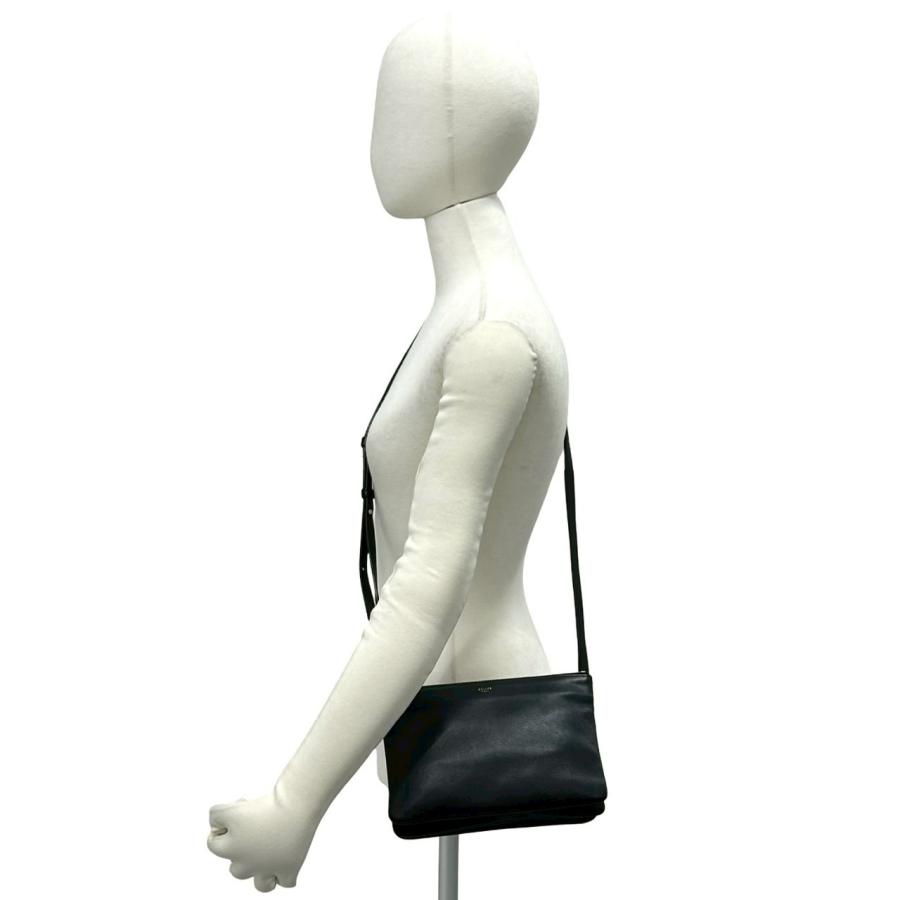 CELINE（セリーヌ） 極 美品 トリオ ロゴ レザー 本革 ミニ ショルダー