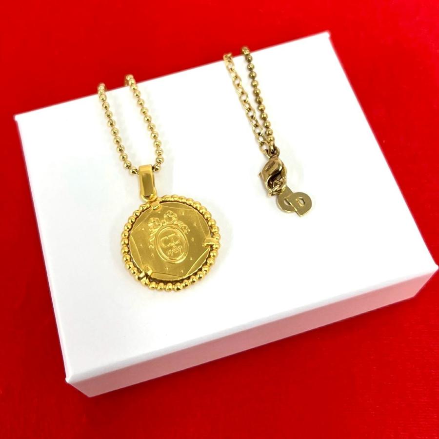 美品❁︎ クリスチャンディオール 旧ロゴ ネックレス ヴィンテージ アクセサリー 極 美品 Christian Dior ヴィンテージ ディオール コイン モチーフ