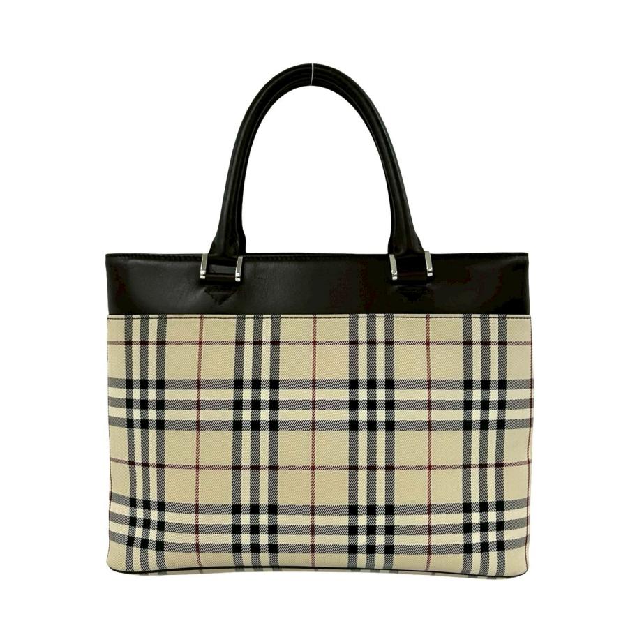未使用級 バーバリー BURBERRY トートバッグ ノバチェック ブラウン BURBERRY（バーバリー） 極 美品 ノバチェック 柄 ロゴ プレート 金具