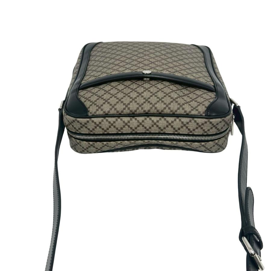 極 美品 GUCCI グッチ ディアマンテ レザー 本革 ショルダーバッグ サコッシュ ポシェット クロスボディバッグ ベージュ ブラック 59897 GUCCI（グッチ） 極 美品 ディアマンテ レザー 本革 ショルダーバッグ