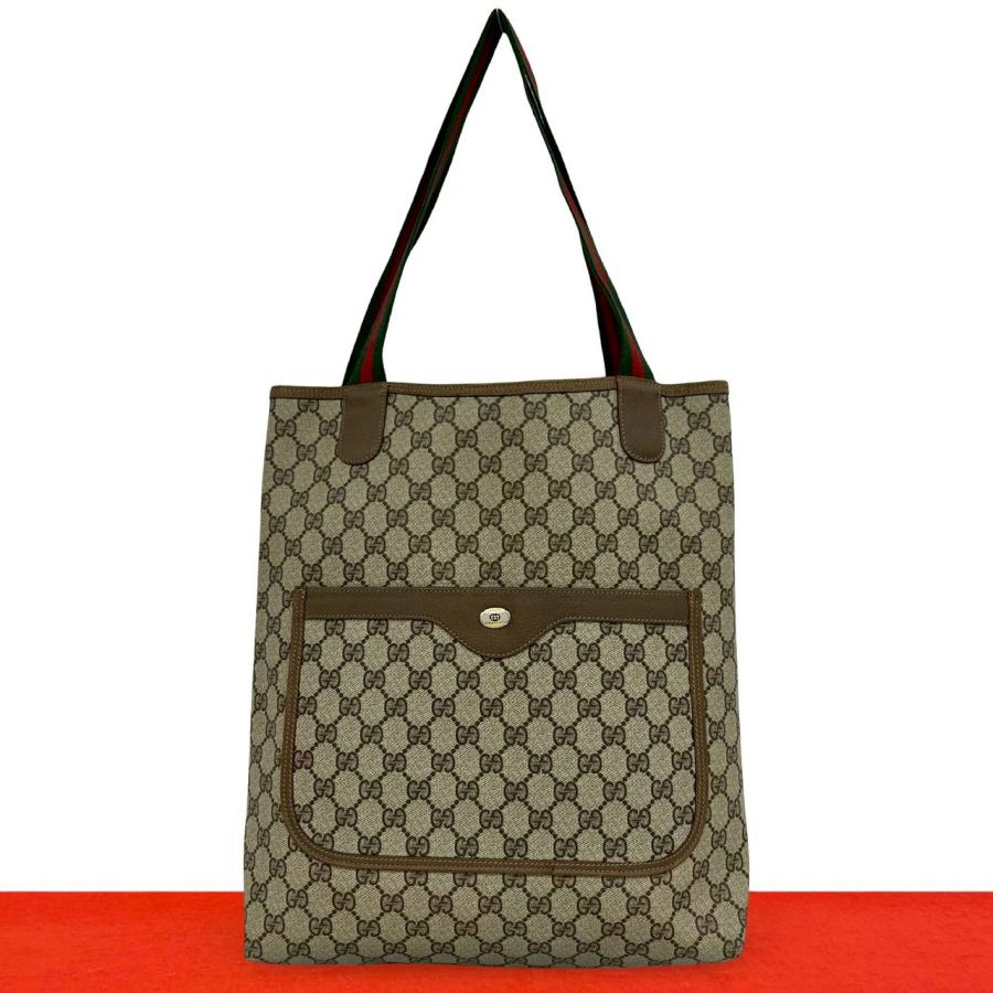 グッチ オールドグッチ GG シェリーライン ハンドバッグ PVC レザー GUCCI（グッチ） 極 美品 オールドグッチ ヴィンテージ シェリーライン