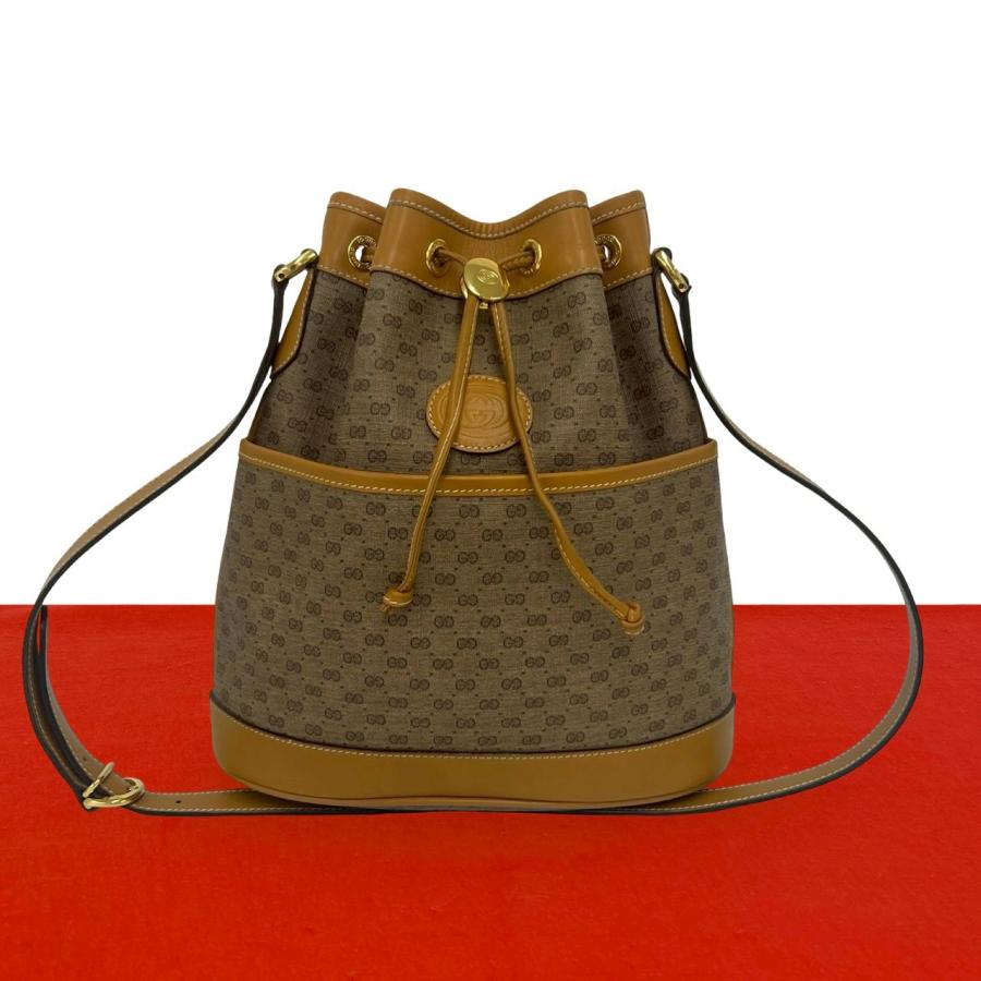 GUCCI オールドグッチ 巾着ショルダーバッグ GUCCI（グッチ） 極 美品 オールドグッチ ヴィンテージ マイクロGG 柄