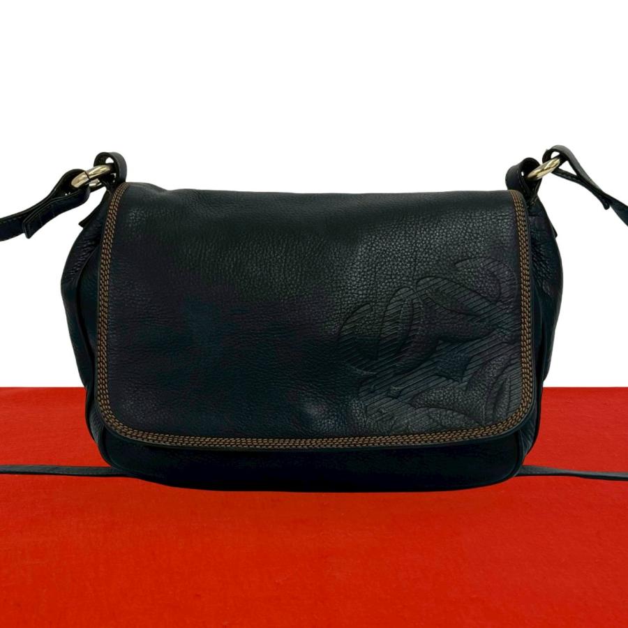 LOEWE（ロエベ） 極 美品 ヴィンテージ アナグラム ロゴ レザー 本革 